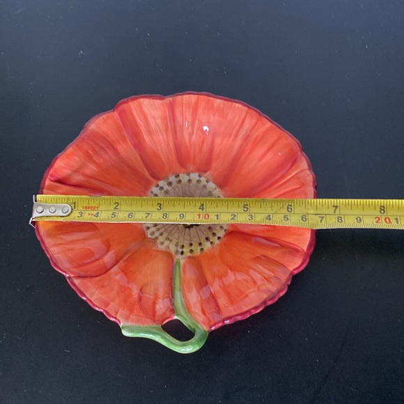 90’s Trinket poppy coral dish hand painted by clay art south San Francisco - Picture 5 of 10